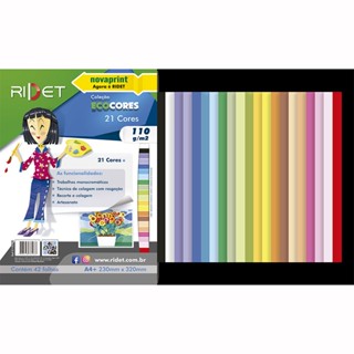 Bloco ecocores 110g 320x230mm 42 fls com 21 cores 010003 Novaprint / Ridet