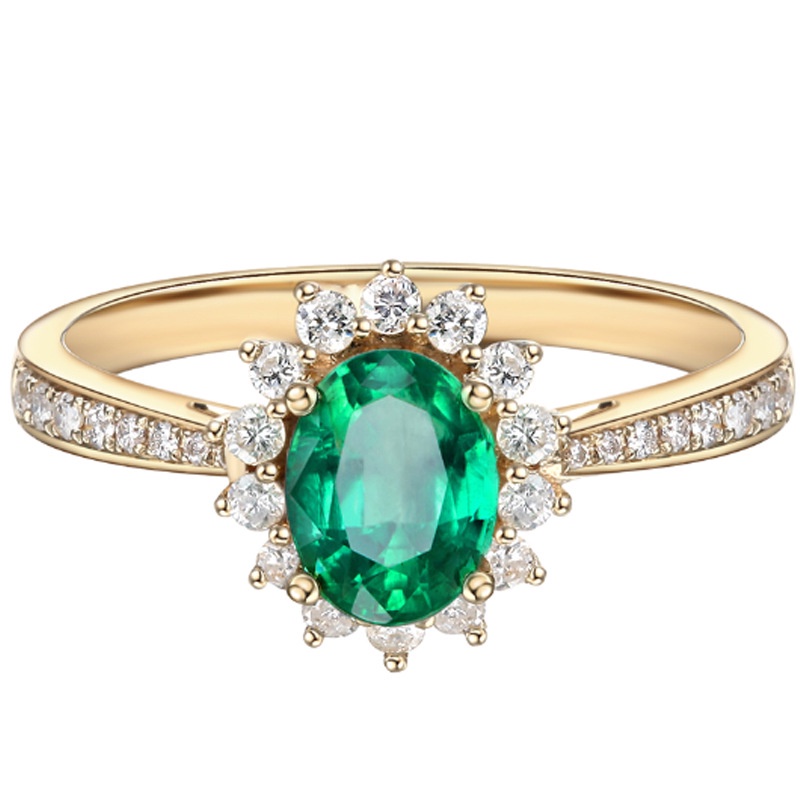 Anel Feminino Esmeralda Ouro 18k tamanho ajustável（Caixa de presente） em Oferta na Shopee