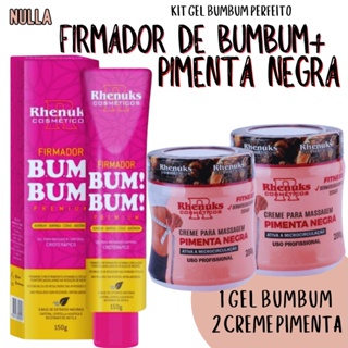 KIT BUMBUM PERFEITO - 2 Gel PIMENTA NEGRA + 1 FIRMADOR BUMBUM PREMIUM - Rhenuks em Oferta na Shopee