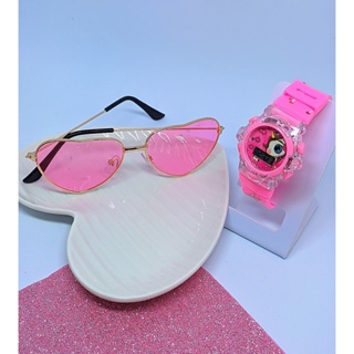 Kit Relógio Infantil Digital Pisca Luz Led Princesa Disney Meninas Barbie Frozen + Óculos de Sol Coração Aço Flexivel em Oferta na Shopee