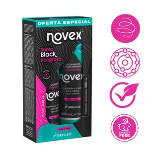 Kit Shampoo Condicionador Santo Black Novex Embelleze 300Ml