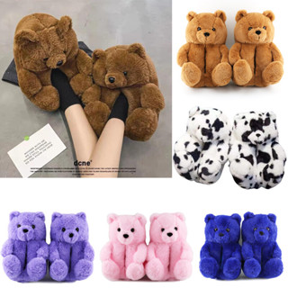 Chinelos De Pelúcia Urso Interior Casa Quentes Cartoon Bonitos Antiderrapantes Espessados Leopardo Sapatos De Algodão em Oferta na Shopee