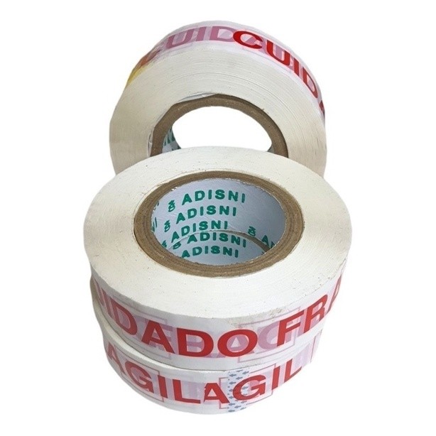 Kit 10 Fita Larga 500m Cuidado Frágil Embalar Caixa Atacado