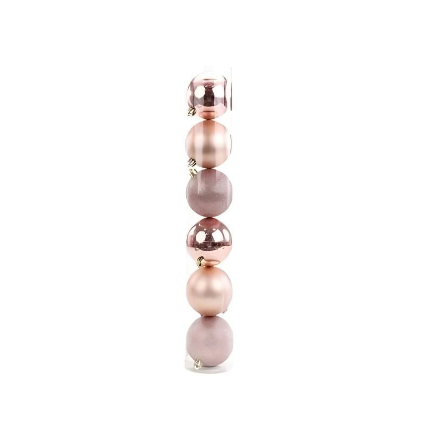 Bola De Natal em Tubo - Rosa Gold - 7cm - 6 unidades - Cromus - Rizzo