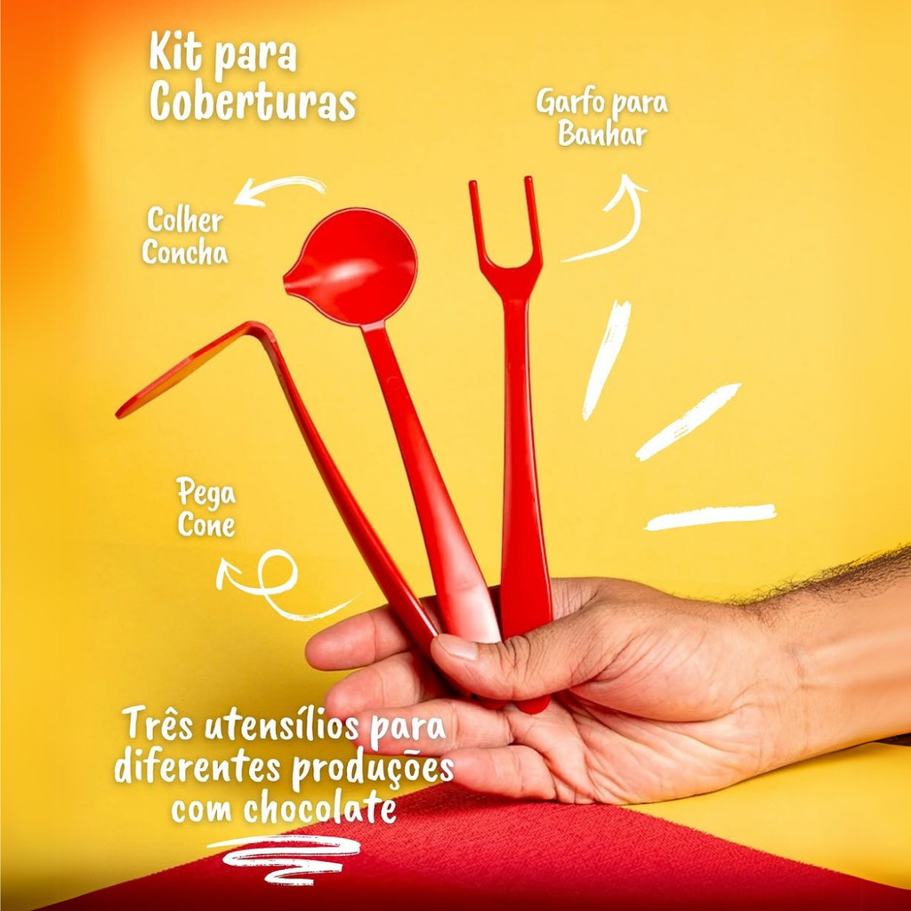 Kit para Coberturas Tábata Romero Vermelho com 3 pcs Banhar Cone Pão de Mel Bombons Trufas BlueStar em Oferta na Shopee