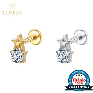 Lomiss Piercing Helix Tragus Conch Labret Titânio Estrela Zircônia em Oferta na Shopee