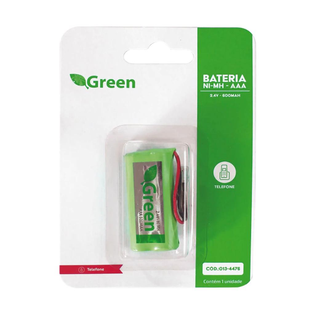 Bateria Para Telefone Sem Fio 2,4v 600mah AAA Dura Muito+ Plug Universal - GREEN em Oferta na Shopee