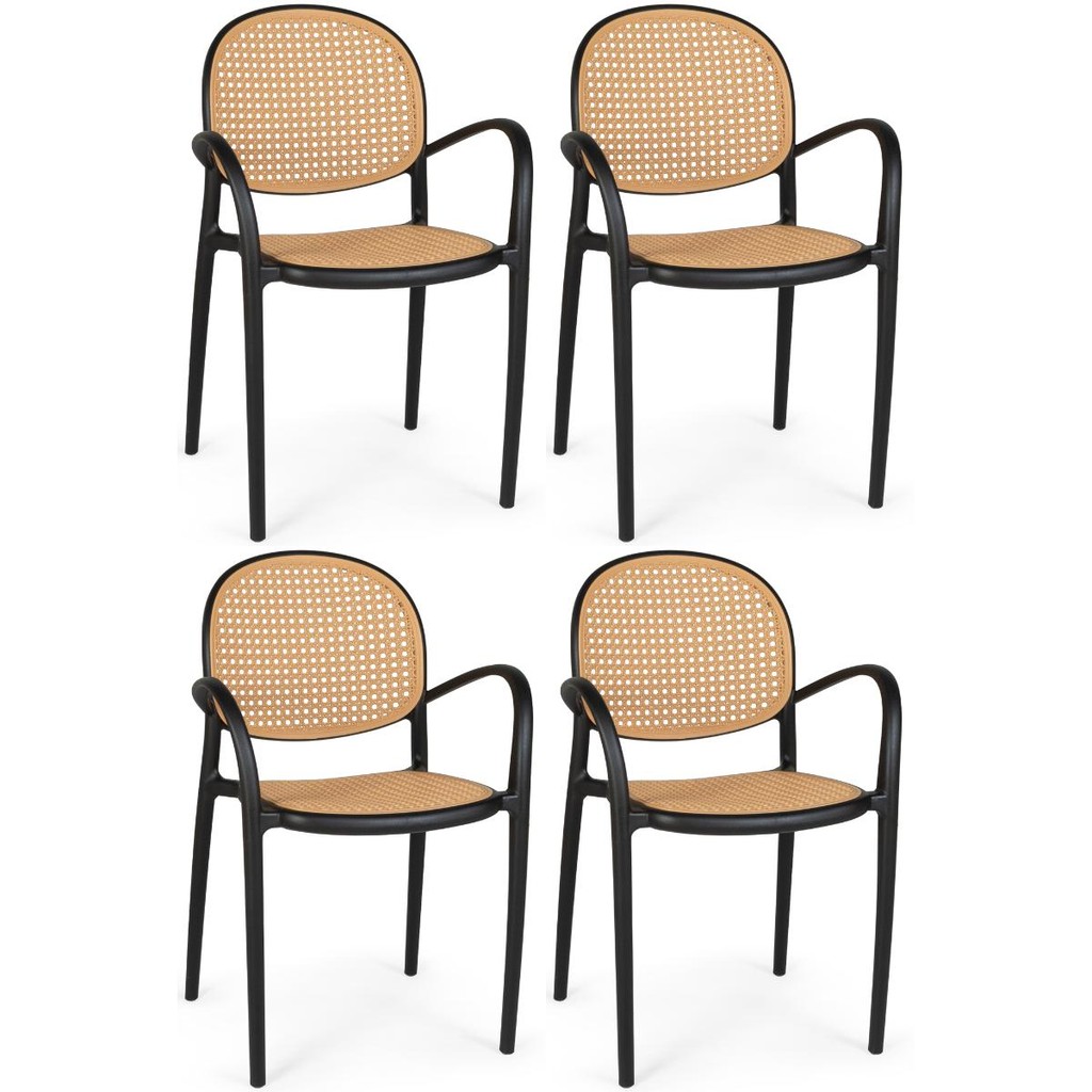 Kit 4 Cadeiras de Jantar Roma com Braço para Sala e Cozinha