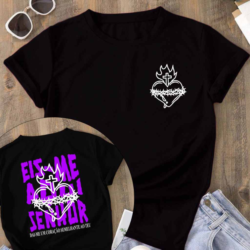 Camiseta Eis-Me Aqui Senhor Frente e Costas Cristã Jesus T-Shirt Algodão Premium 30.1 Envio Rapido em Oferta na Shopee