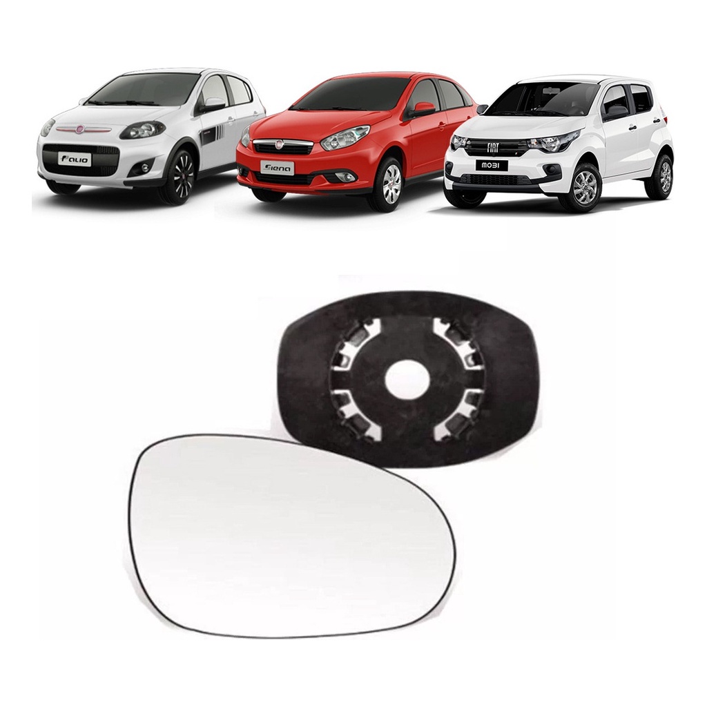 Espelho Lente Retrovisor Convexa C/ Base Fiat Grand Siena 2012 A 2021 Lado Esquerdo CV011LE