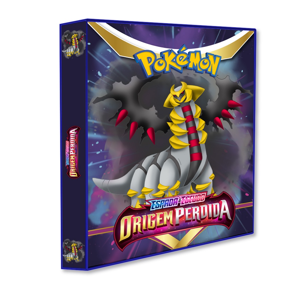 Álbum Pasta Fichário Pokemon Espada e Escudo Origem Perdida Capa Dura Reforçado Colecionar Cards TCG
