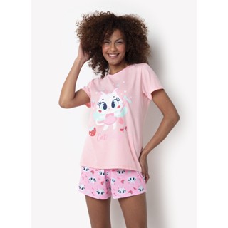 Pijama Manga Curta Feminino Gata Fada - Puket
