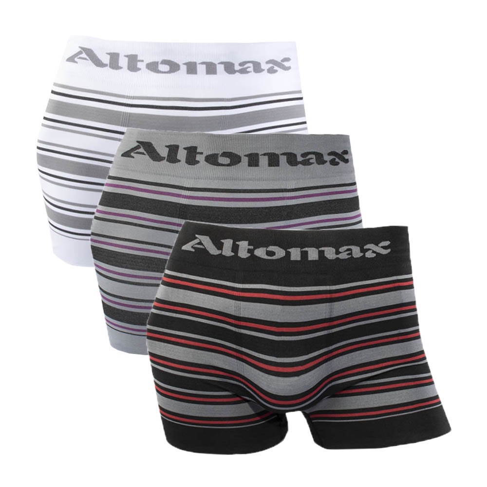 Kit 3 Cuecas Boxer Microfibra Listrada Sem Costura Altomax