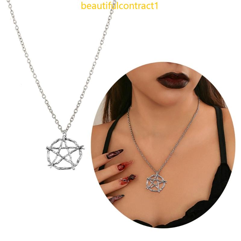 Misterioso Pentagramas Colar Declaração Jóias Festa Estrela Geométrica em Oferta na Shopee