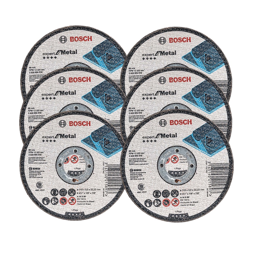 Discos de Corte 115mm p/ Metal Bosch Kit com 6 Expert for Metal 4.1/2" em Oferta na Shopee
