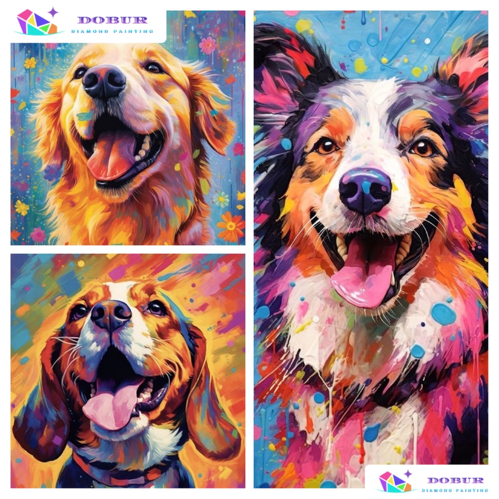 DOBUR | Pintura Diamante Conjunto De Pintura Com Diamante 5D Redondo/Quadrado Fofo Cão De Faça-Você-Mesmo Kits Numéricos Home Mosaic Canvas Decoração De Parede Artesanato De Presente Para Adultos E Crianças