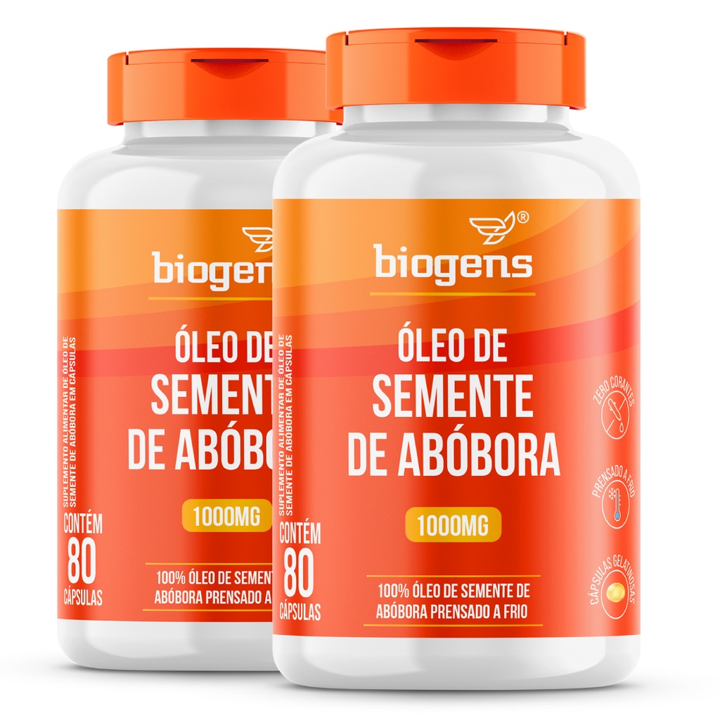 Kit 2x Bigens Óleo de Semente Abóbora 1000mg 80 Cápsulas Prensado a Frio - Ômega 9 e 6 - Zero Glúten em Oferta na Shopee
