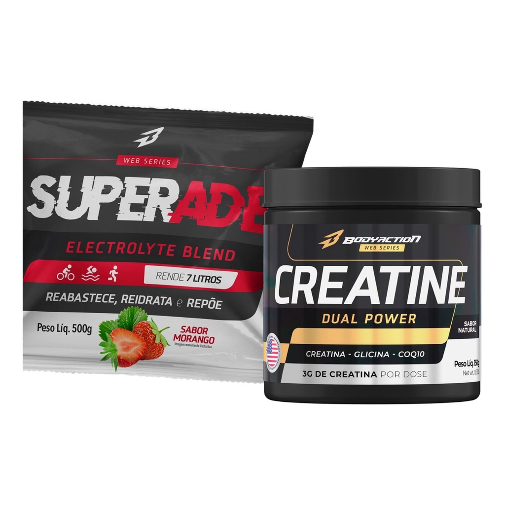 Creatina Dual Power 150g + Superade Isotônico Repositor Energético 500g Bodyaction - Health