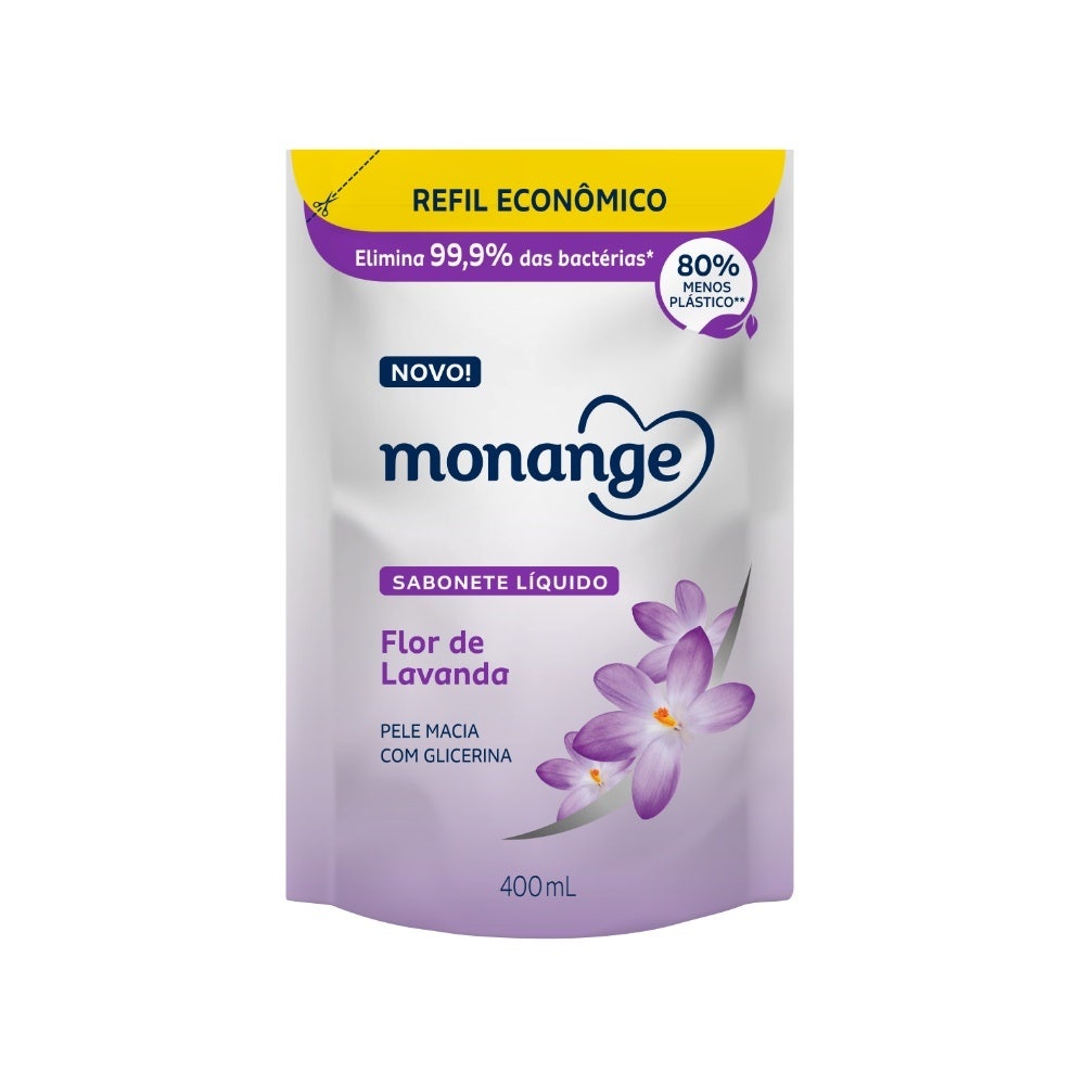 Sabonete Líquido Monange Flores de Lavanda Refil 400ml - Beauty