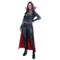 Fantasia de Halloween Feminino Vampiro Com Gola e Capa