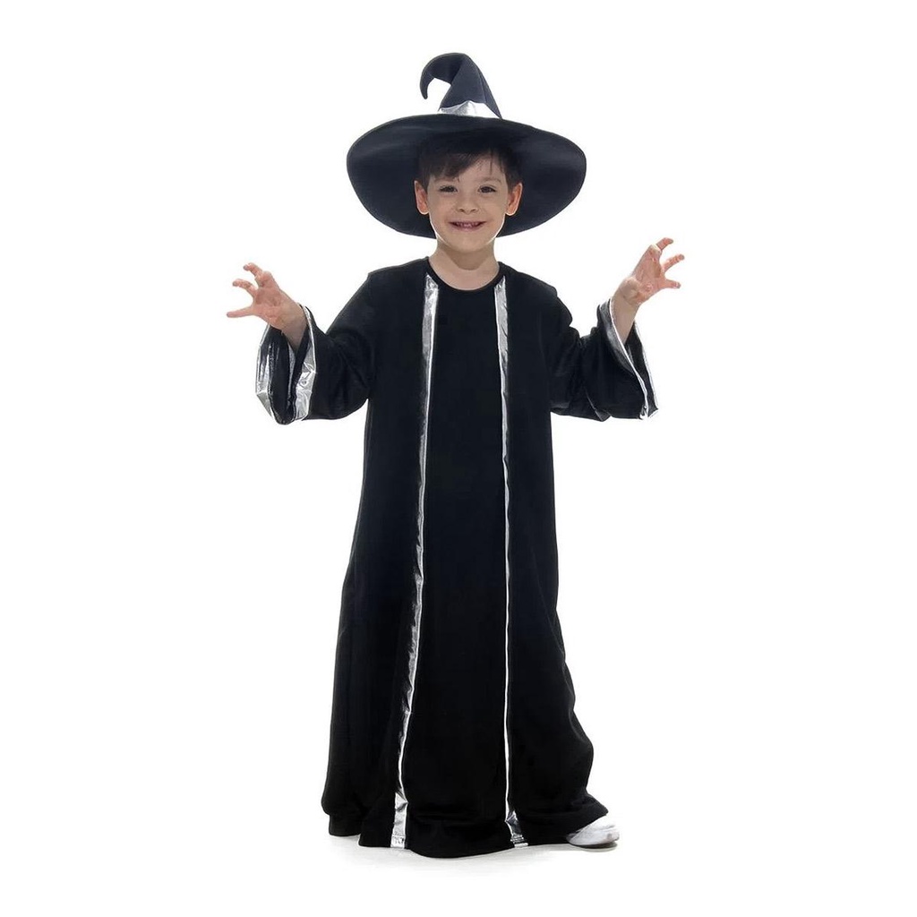 Fantasia de Halloween Menino Mago Feiticeiro com Chapéu em Oferta na Shopee