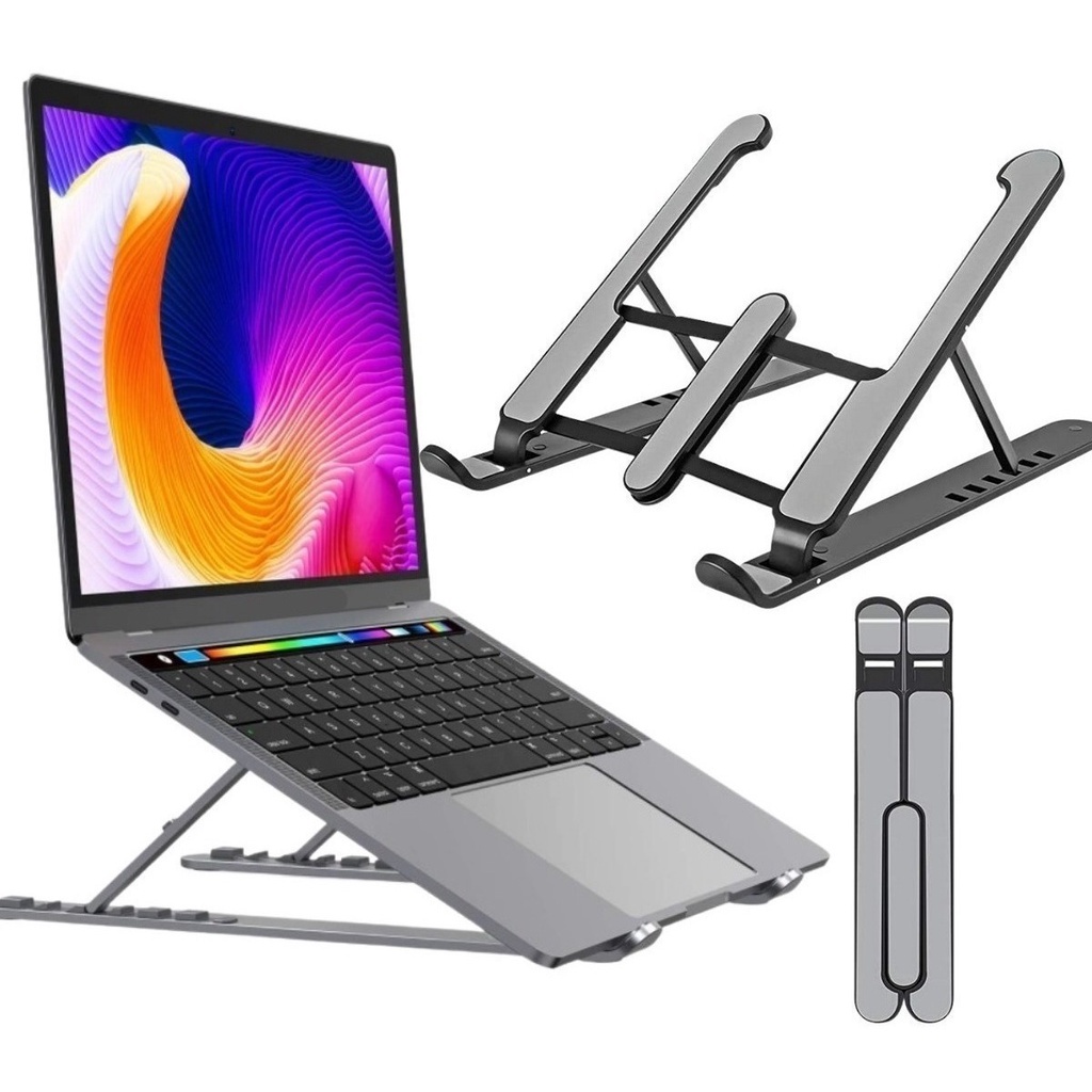 Suporte Abs Ergonômico Para Notebook Base Mesa Com 05 Regulagens Reliza Bandeja Portátil Resistente Confortável Apoio Laptop Postura
