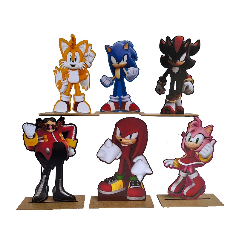 Kit Display de Mesa 6 Peças Para Festa Sonic e sua Turma MDF em Oferta na Shopee