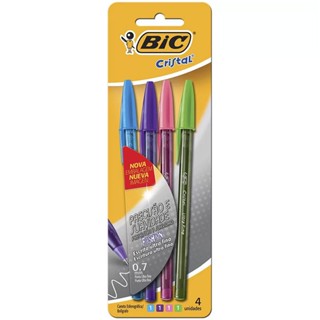 Caneta esferográfica Cristal Ultra Fina Fashion cores 4und Bic