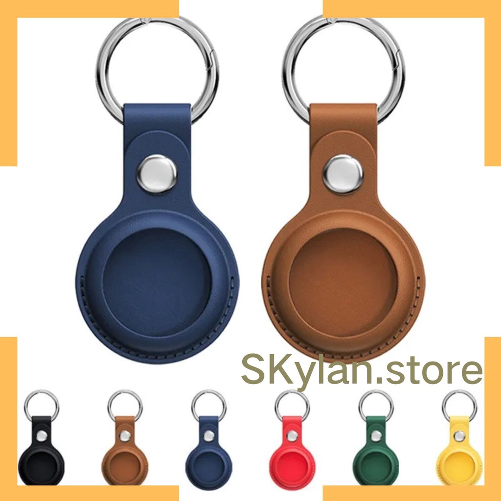 capa Couro sintetico Tracker Locator Device, Anti-Lost Com Chaveiro Premium compativel para Apple Airtags