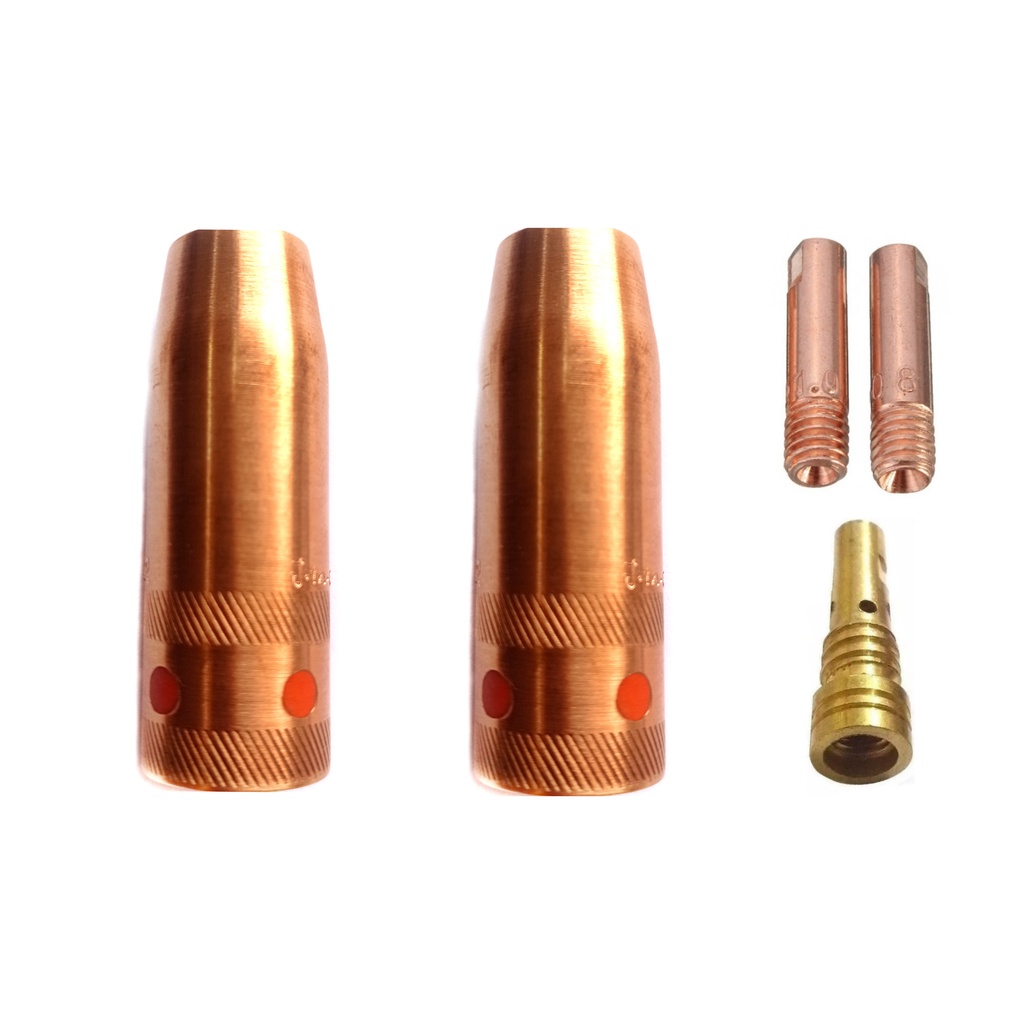 Kit Tocha Solda Mig 0.8mm Bocal Bico Difusor C/ Rosca - 5 Pçs em Oferta na Shopee