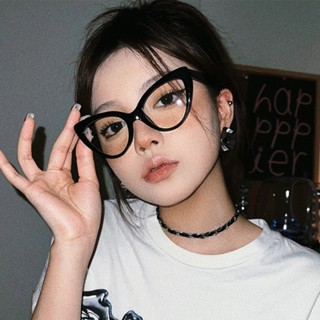 (JIUERBA) Óculos De Sol Vintage Black Frame Cat Eye Glasses Mulher Moda Ocidental