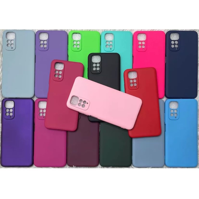 KIT Capinha Case Capa + Película Xiaomi Redmi Note 11/Note 11s 4G Silicone Aveludada Proteção de Câmera Colorida