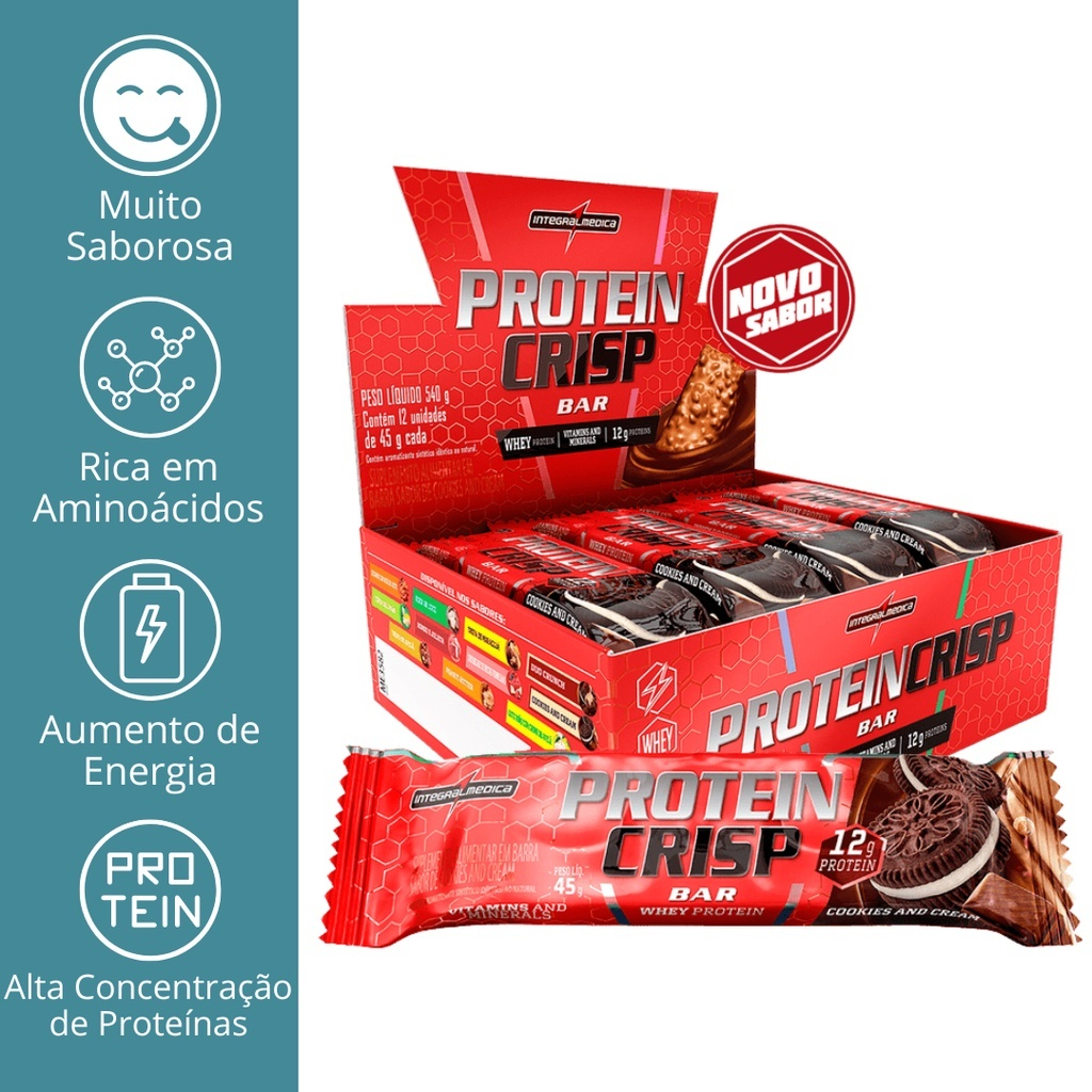 Barra De Proteína Crisp Bar 12 Unidades - Integralmédica Barra De Proteína Crisp Bar 12 Unidades - Integralmédica