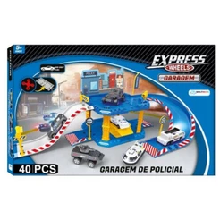 Express Wheels Garagem Polícia 40 Peças Multikids BR1237 Brinquedo Infantil Carrinho Carro Criança