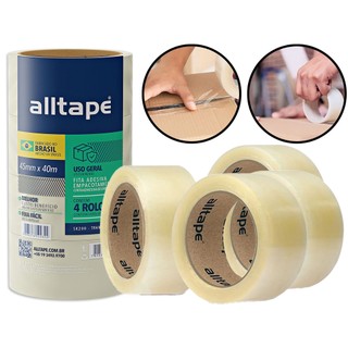 Kit 4 Rolos Fita Adesiva 40 Metros Transparente Empacotamento Uso Geral Fixa Fácil em Oferta na Shopee