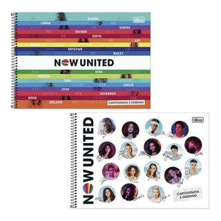 Caderno espiral capa dura cartografia 80 folhas Now United Tilibra