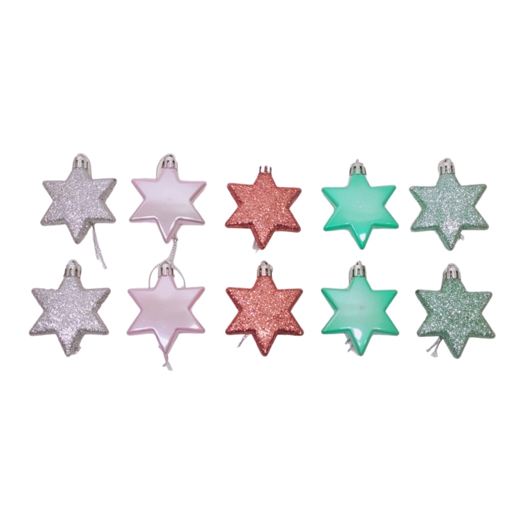 Kit 10 Estrelas Natalinas Enfeite Árvore De Natal Com Tons Sortidos NTA7042