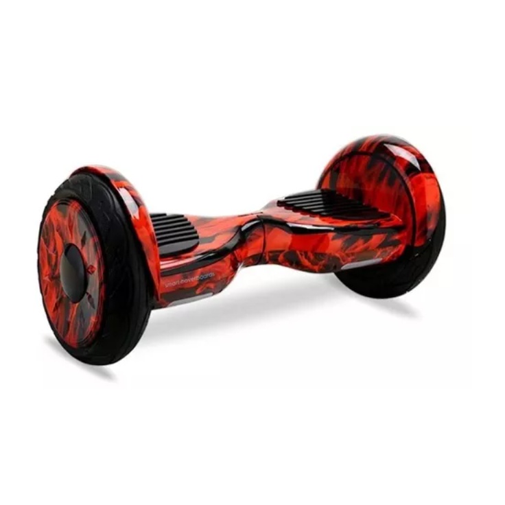 Hoverboard Original 10 Polegadas  Skate Elétrico Led Bluetooth e Bolsa Vermelho Fogo
