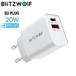 BlitzWolf ® BW-S20 20W 2-Portas PD3.0 QC3.0 Suporte De Carregador De Parede FCP AFC Carregamento Rápido Adaptador De Plug Ue iPhone 13 14 15 15 Pro/Max Para Samsung Galaxy S23 Xiaomi 13pro