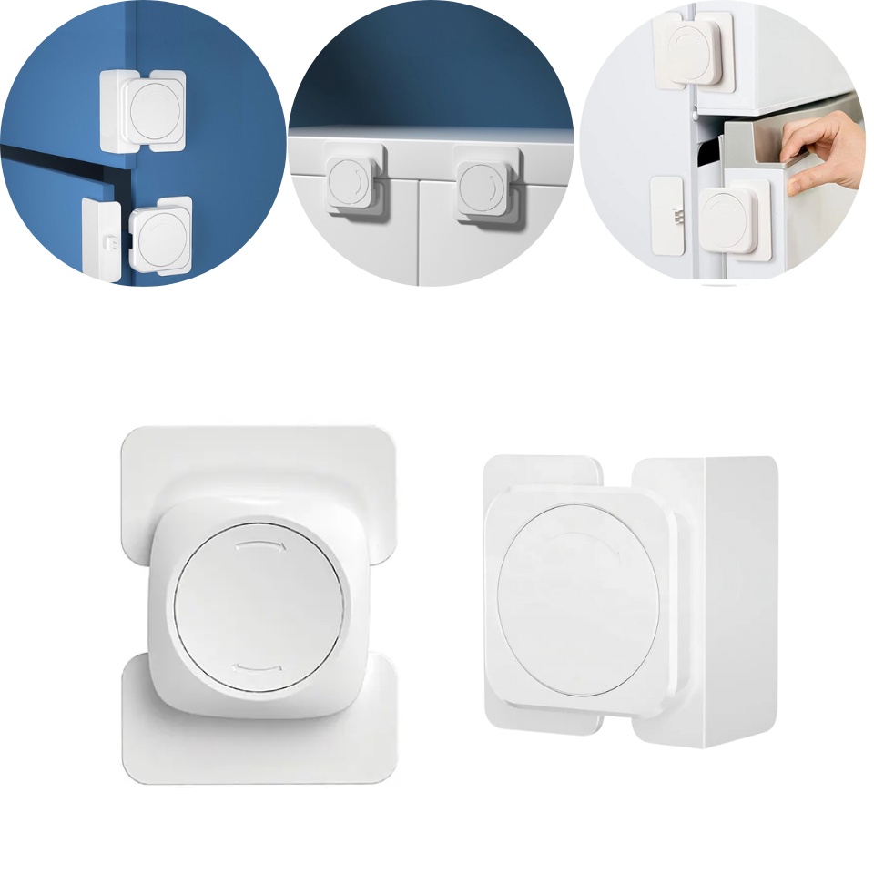 Kit 2 PÇS Trava de segurança Portas/Geladeiras e Gavetas BB -1-Reta/1-Curva