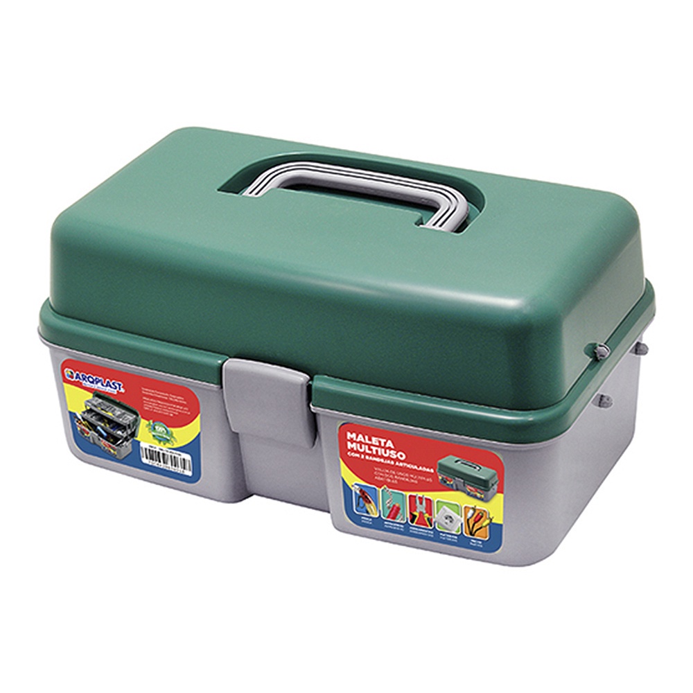 Maleta De Pesca 2 Bandejas Articuladas Verde Arqplast