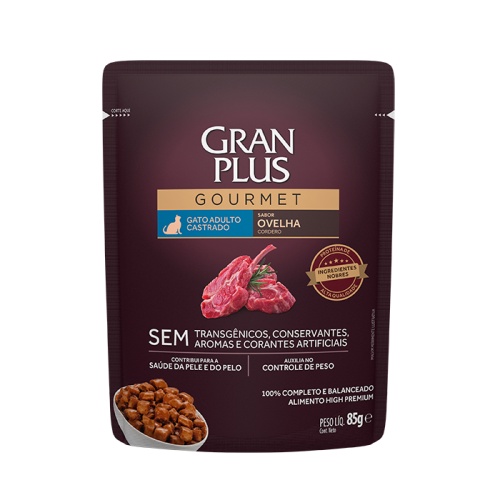 Gran Plus Gourmet Sachê Gato Castrado Ovelha 85G