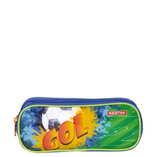 Estojo/Necessaire 2 Compartimentos Sestini 21M Futebol Colorido