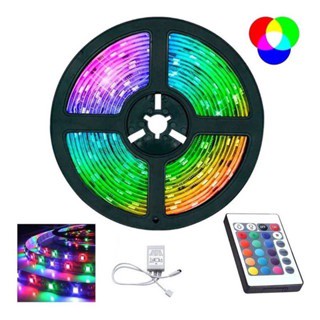 Fita Led Rgb 3528 Colorida 5m + Controle 300 Led Decoração Casa Loja Gesso Teto Sanca Vitrine em Oferta na Shopee