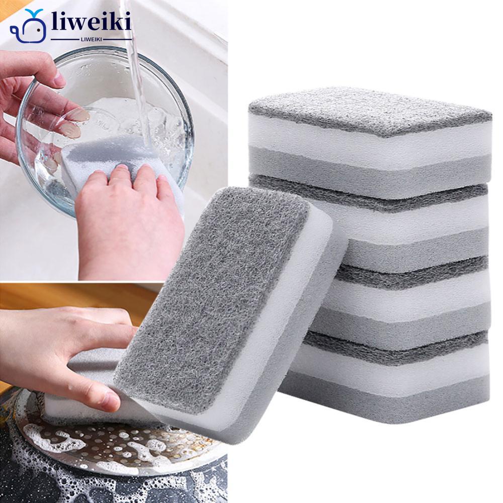 LIWEIKI 5/10Pcs Esponja De Limpeza De Dupla Face Cozinha Nano Emery Clean Rub Pot Rust Focal Stains Removedor De C2D8