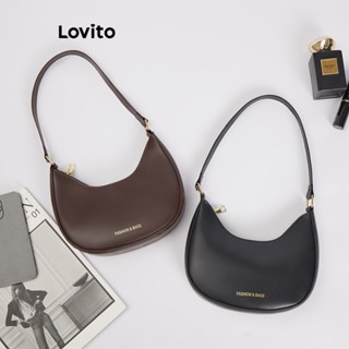 Lovito Casual Bolsa de Ombro Tote Feminina Lisa Básica L66AD030 (Marrom/Preta)