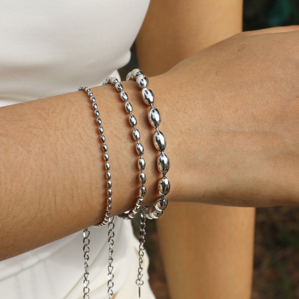 Pulseira De Rugby Vnox Ball Chain Bracelet Para Menina Feminina , Ouro 18K Aço Inoxidável Acessórios De Jóias 2MM 3MM 5MM