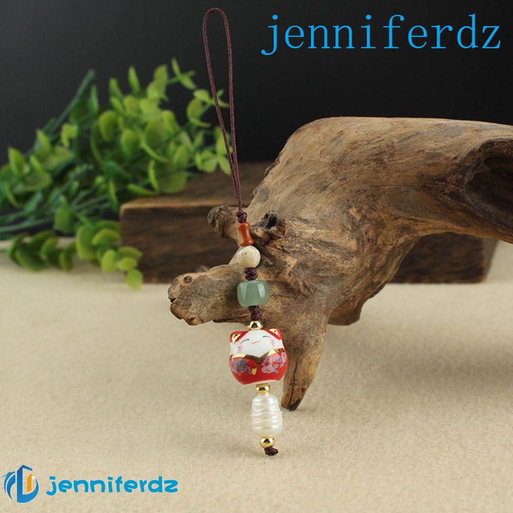 AJENNIFER Cadeias De Chaves Cerâmicas Lovely Vintage Lucky Blessing Chinese Style Making Accessories Keychain Componentes Para Telefones Celulares Lanyard