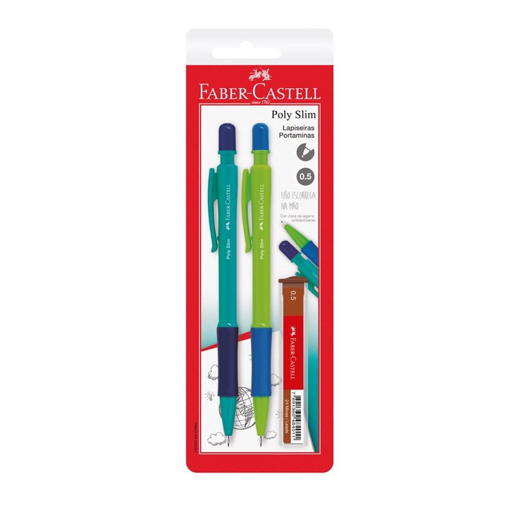 Lapiseira 0.5mm Poly Slim Azul e Verde SM/05SLIMAV com 2 unidades Faber-Castell - Stationery