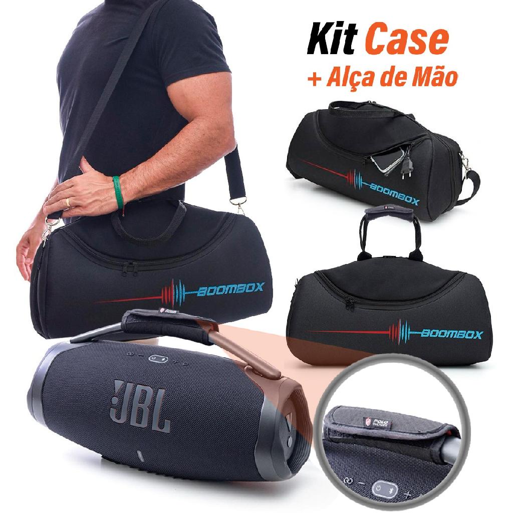 Kit Bolsa Case Capa Compatível Jbl Boombox 1, 2 e 3 + Protetor de Alça Adaptável Resistente